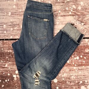 Stylish Blue Distressed Women’s Cropped Jeans 12 everyday soft slim cut